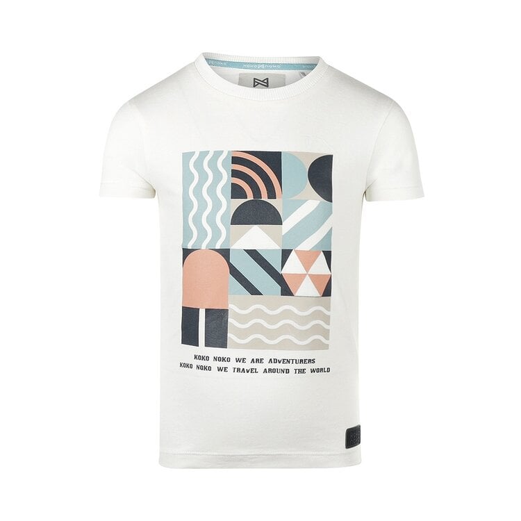 Koko Noko, shirt wit, blauw, zalm